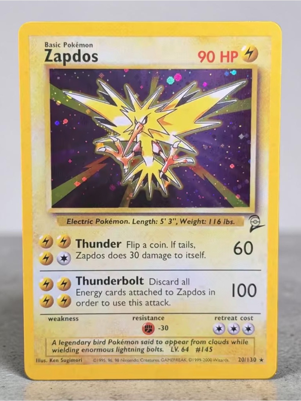 Zapdos base set 2 vintage custom cards